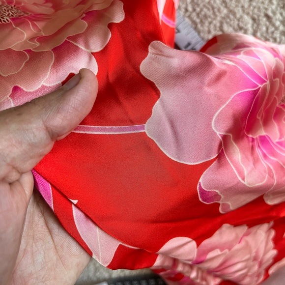 Sofía Intimates Floral Satin  Red and Pink summer Resort Wear Sleepwear Pants L - Picture 6 of 9
